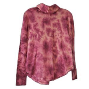 MAEVE Size Small Pink Tie Dye Long Sleeve Waffle Shirt